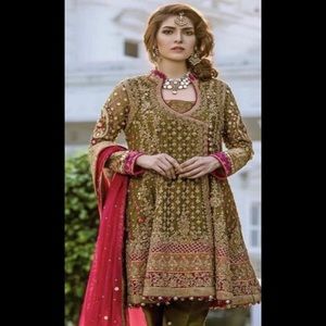 Ready to wear stitched chiffon embroidered suit large